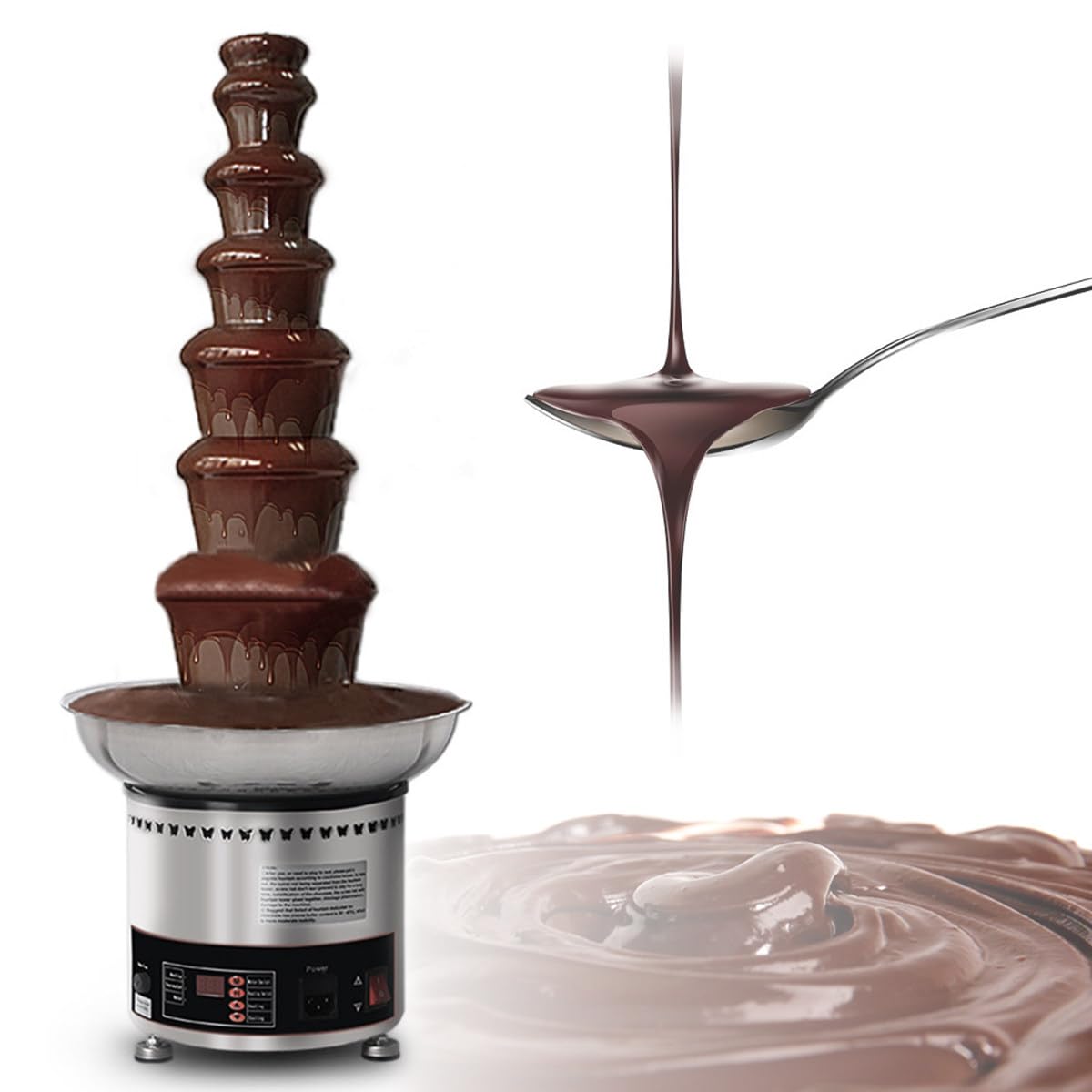 asdchZen 4/5/6/7 Tiers Sauce Heater For Cheese Commercial,Chocolate Fondue Fountain Machine,Large Capacity Chocolate Waterfall Hot Pot Machine,5Tier,7tier