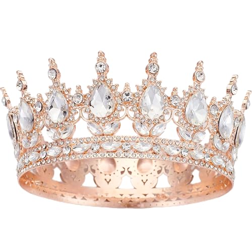 Queen Rhinestone Wedding & Bridal Crowns - Rose Gold &