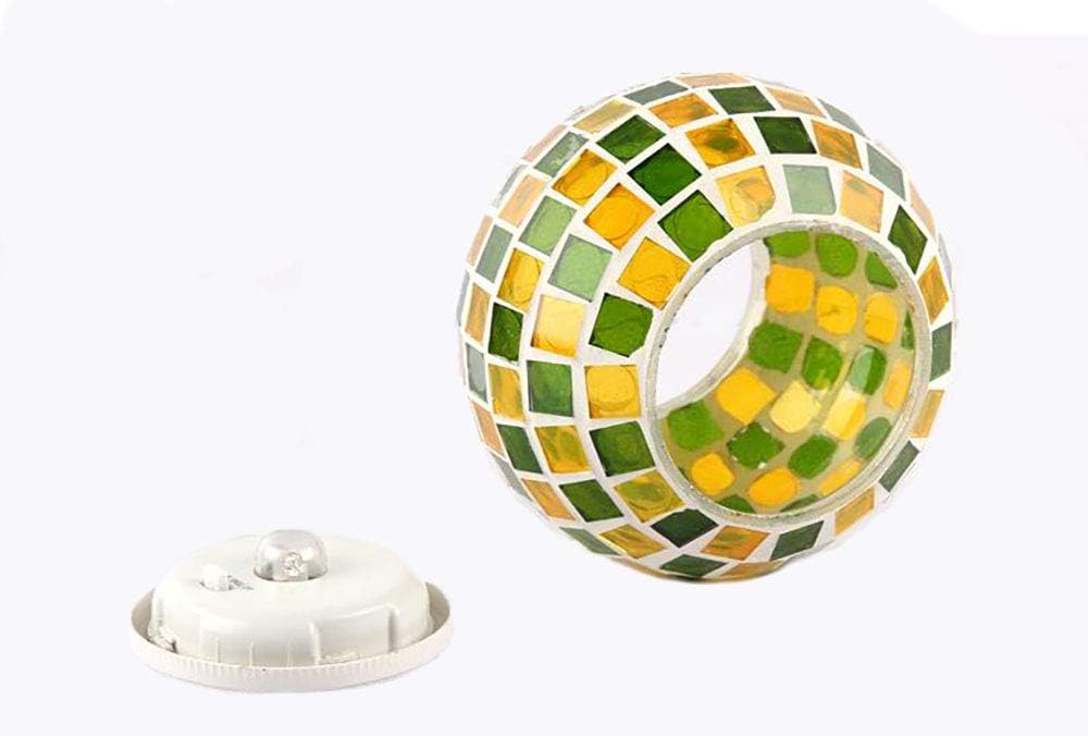 Solar Glass Ball Light Mosaic Jar Lights,Color Changing Globe Table Lamp Waterproof LED Night Light for Garden Patio Party Yard Outdoor Indoor Decorations (Yellow & Green Square)