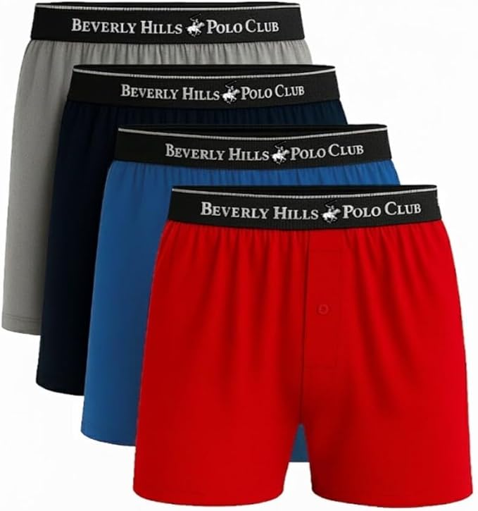 Beverly Hills Polo Club Men's 4 Pack Knit Boxer Short