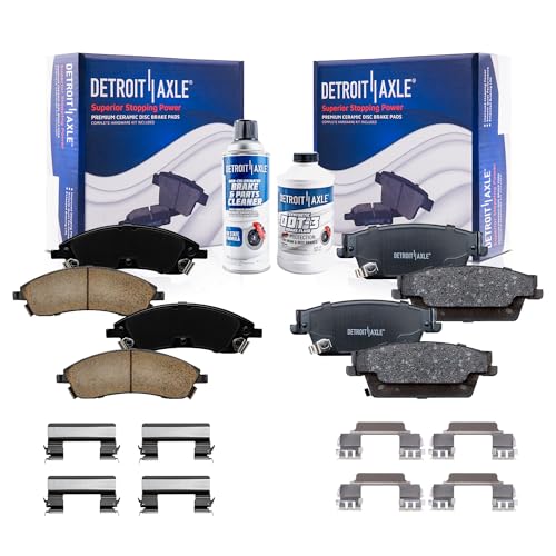 Image of Detroit Axle - Brake Pads for 2004-2009 Cadillac SRX, 2006-2007 CTS, 2005-2008 STS, Front and Rear Ceramic Brake Pads w /Hardware Replacement