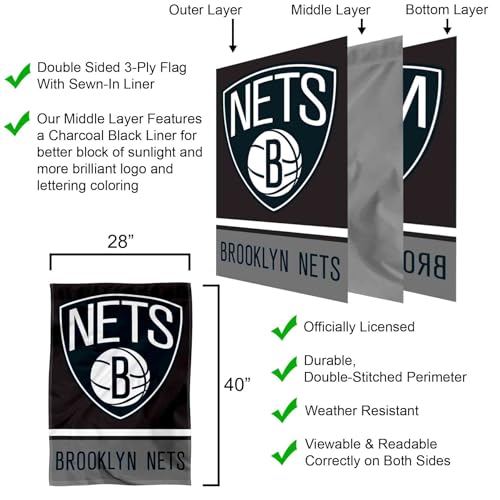 Drapeau Brooklyn Nets double face WinCraft cadeau idéal pour fan de basket - 3