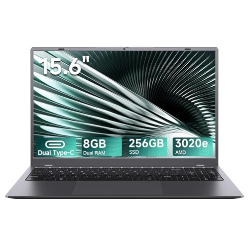 CUBIBUC 15.6 Inch Laptop Computer, AMD 3020e, 8GB RAM 256GB SSD, FHD Anti-Glare Display, Lightweight Laptop, WiFi 5, BT 5.0, Type-C, HDMI, for Students, Home & Office
