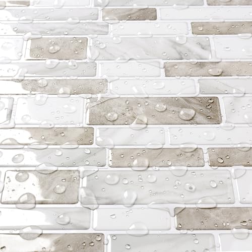 Miniatura 8 de Livelynine Baldosas Adhesivas Pared 3d Vinilo Adhesivo Pared Cocina Marmol Claro 30x30cm 32 Piezas Azulejos Adhesivos Baño Efecto Marmol Blanco Beige Losetas Autoadhesivas Pareds Cocina Chimenea