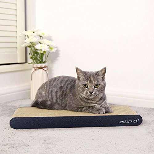 Image of AMZNOVA Cat Scratcher, Durable Cardboard, Cat Scratching Pad with Catnip, Narrow, Textured Black(Upgraded)