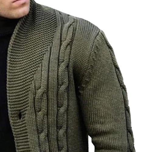 Mens Shawl Collar Cardigan Sweaters Long Sleeve Button Down Cable Knitted Sweater Slim Fit Casual Knitwear3