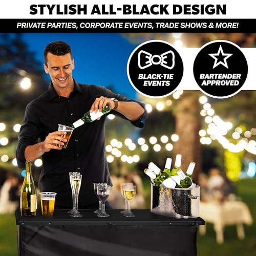 Image of GoBar Portable Bar Table for Events - Pop Up Mobile Bartending Station with Travel Carrying Case - 3 Skirts