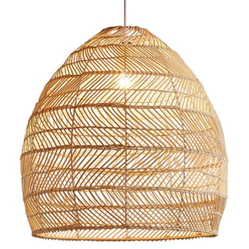 CHUERAK Circular Weaving Bamboo Chandelier Handmade Rattan Lampshade E26 Wicker Pendant Light Japanese Creative Pendant Light For Dining Living Bedroom Kitchen Farmhouse