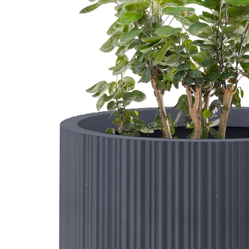 Kante 24 Inch Tall Concrete Planter, Outdoor Indoor Large Plant Pots with Drainage Hole and Rubber Plug for Home Garden Patio Porch Textured Charcoal by Kante - Used condition - Image 7