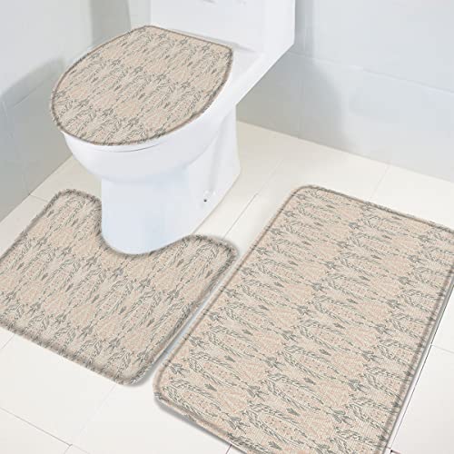 YINGD 3-teiliges Badezimmer-Teppich-Set Badematte Barock Blumenmuster Retro Mittelalter Europäisches Muster Ultra Weich… – Bild 5