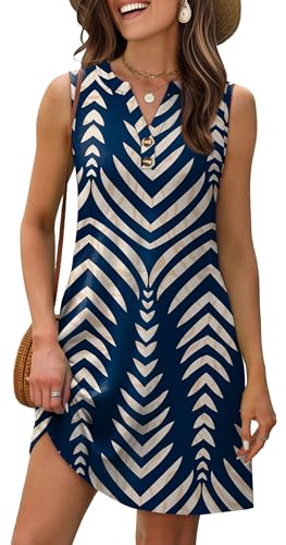 Image of XIEERDUO Summer Dresses for Women 2026 Beach Vacation Clothes V Neck Button Sundresses with Pockets