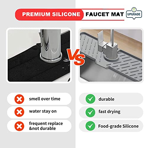 Kitchen Sink Accessories - Silicone Sink Mat - Faucet Cover - Sponge Holder - Soap Sponge Holder For Kitchen Sink - Silicone Faucet Mat - Drying Mat For Kitchen Counter - Kitchen Sink Splash Guard #TOP3