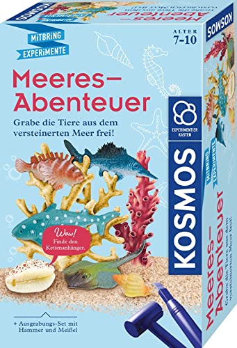 KOSMOS 658038 Meeres-Abenteuer, Grabe die Tiere aus dem versteinerten Meer frei. Mit Muschel-Kettenanhänger, Experimentierset für Kinder ab 7-10 Jahre, Deko, Schmuck, Mitbringsel, kleines Geschenk