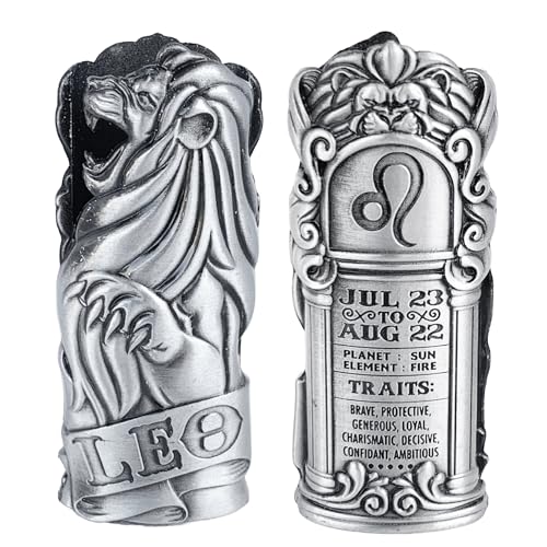 Metal Lighter Case Fits BIC, It Covers Standard Full Size Bic Lighter in J6. Zodiac Astrology Case, Design in Leo. One Piece Per Order