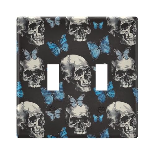 UMIRIKO Skulls Blue Butterfly Light Switch Cover Plate Covers Decorative Double Toggle Home Decor 202b5781