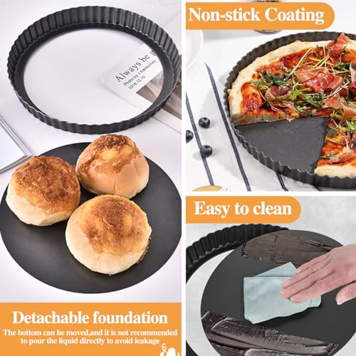 8 Inch Round Fluted Tart Pan with Removable Base for Baking Pies and Quiches - Image 5