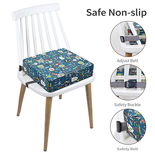 Image of Booster Seat for Kitchen Chair - Washable Toddler Booster for Dining Table, Portable Travel Increasing Cushion for Kid (Forest Green)