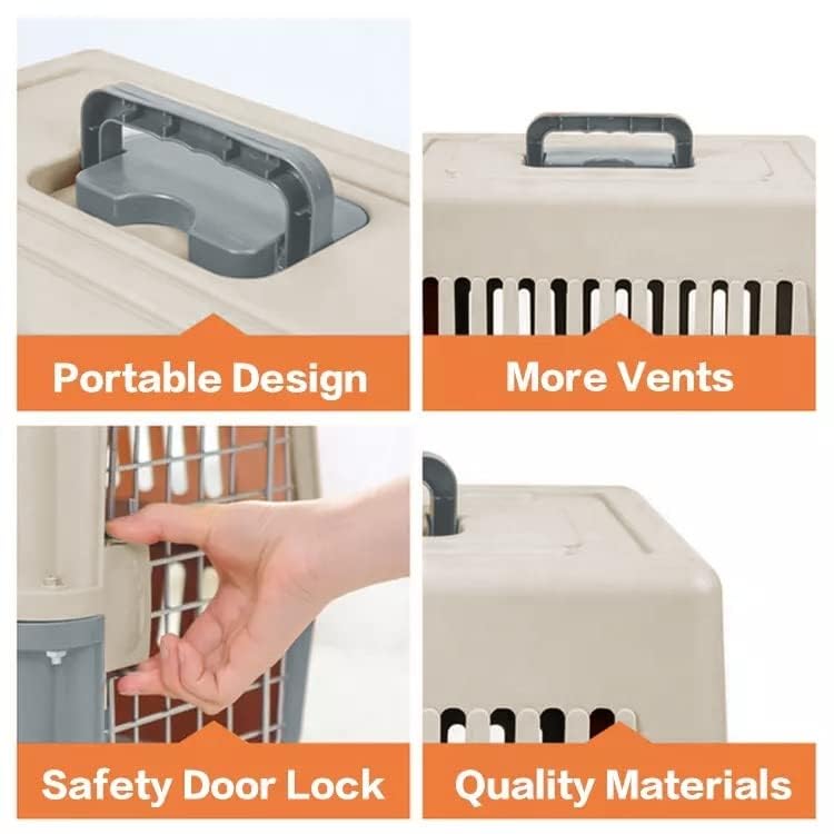 Image of Petarchi 19 Inch Pet Travel Carrier for Dogs, Cats, Kittens, Puppies & Rabbits | Dog Crate | Metal Door Spring Lock Ventilated Transport Box, Portable Kennel Cage for Shih Tzu, Pug (White & Grey)