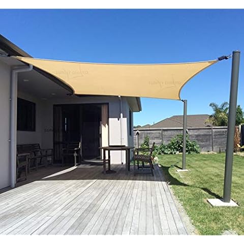 SUNNY GUARD 20' x 23' Sand Rectangle Sun Shade Sail UV Block for Outdoor Patio Garden Cover