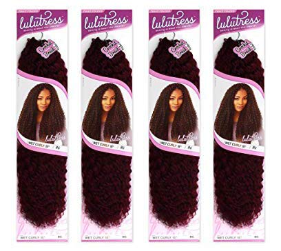 Sensationnel Synthetic Lulutress Crochet Braid - WET CURLY 18" (4 Pack, 4 Medium Browm)