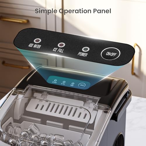 Image of Antarctic Star Ice Makers Countertop with Handle, 9 Bullet Ice Cubes in 6 Mins, 26lbs /Day, Portable Ice Machine with Auto-Cleaning, Basket and Scoop for Home, Kitchen, Office, Party