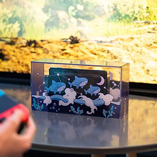 GeekShare Cute Shark akrylowy Clear Dust Display Box Cover do Switch/OLED, wodoszczelne etui ochronne kompatybilne z akcesoriami do ładowania Nintendo Switch/OLED