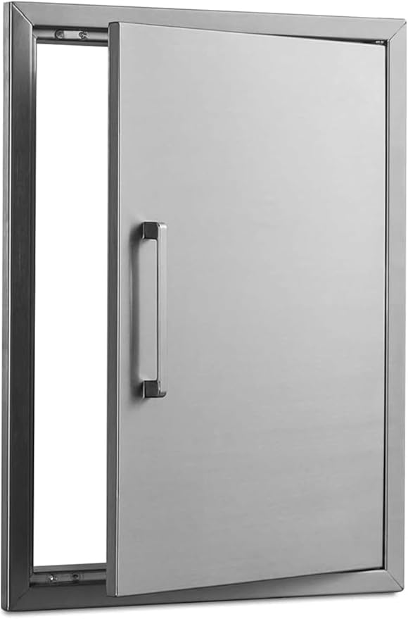 Outdoor Kitchen Doors- 16" W x 21" H -Stainless Steel BBQ Single Access Door Reversible Open Left or Right,Flush Mount for Outdoor Kitchen Island