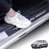 Kurtz 日産 新型オーラ AURA FE13 FSNE13 E13系 2021年9月～現行 車種専用設計 サイドステップガード スカッフプレート 保護ステッカー 内装パーツ アクセサリー ドアガードステッカー レザー素材 水防止 傷防止 汚れ防止 粘着力強い 取付簡単 ４枚セット