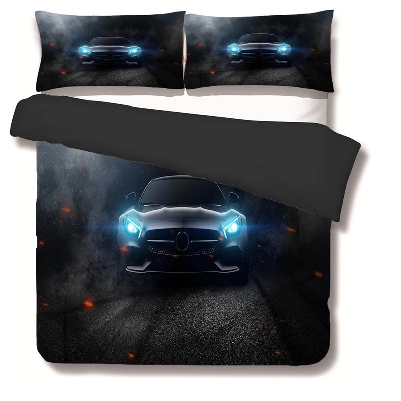 Housse couette 140x200 voiture grise microfibre douce contre plis