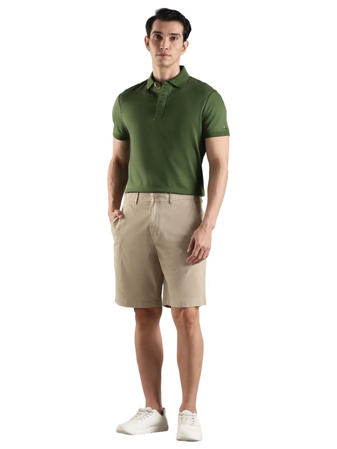 Slim fit Solid mid Rise Shorts-image-20