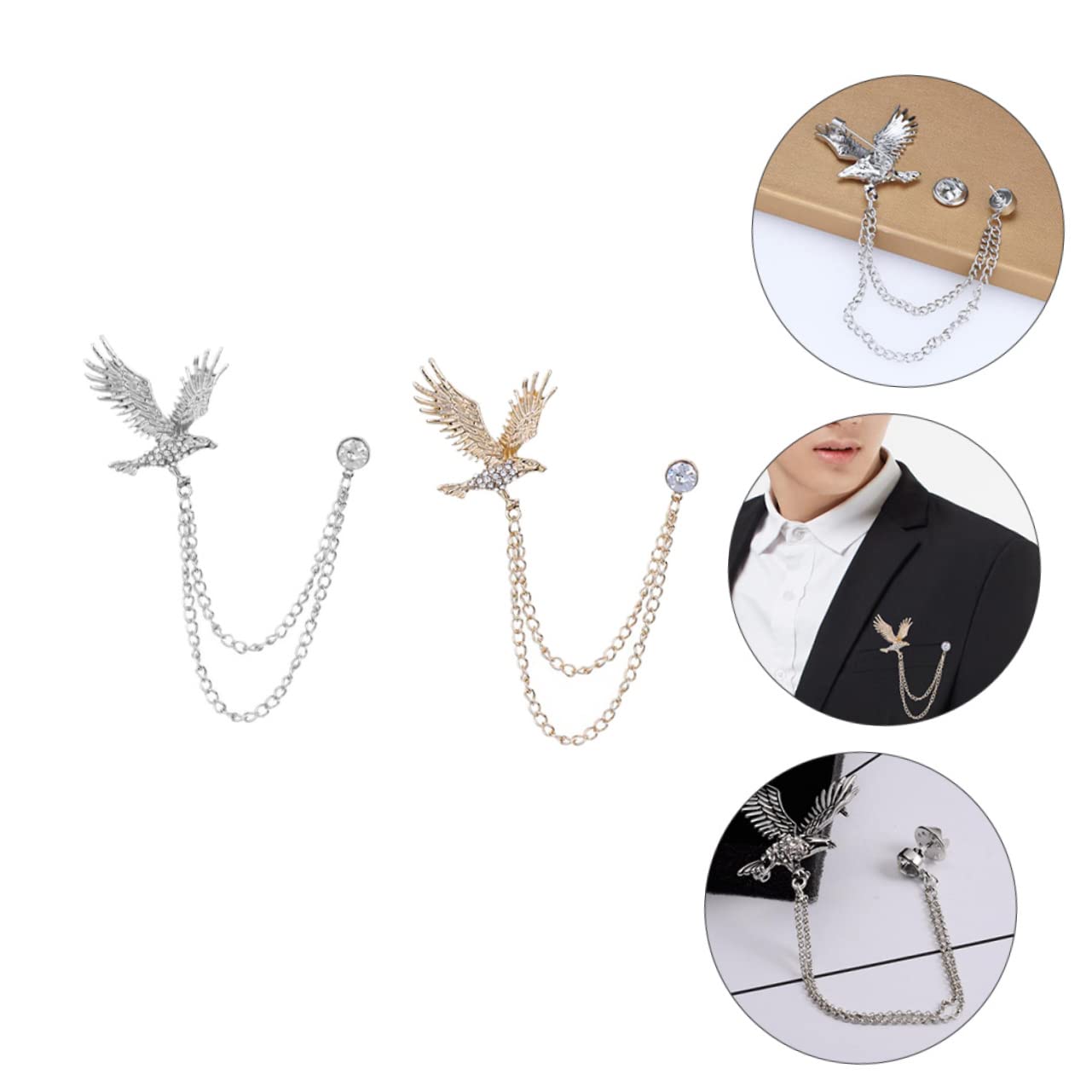 Broches Personalizados para Solapa, Cuello y Cuello, Cadena de aleación para Traje, Conjunto único con águila.