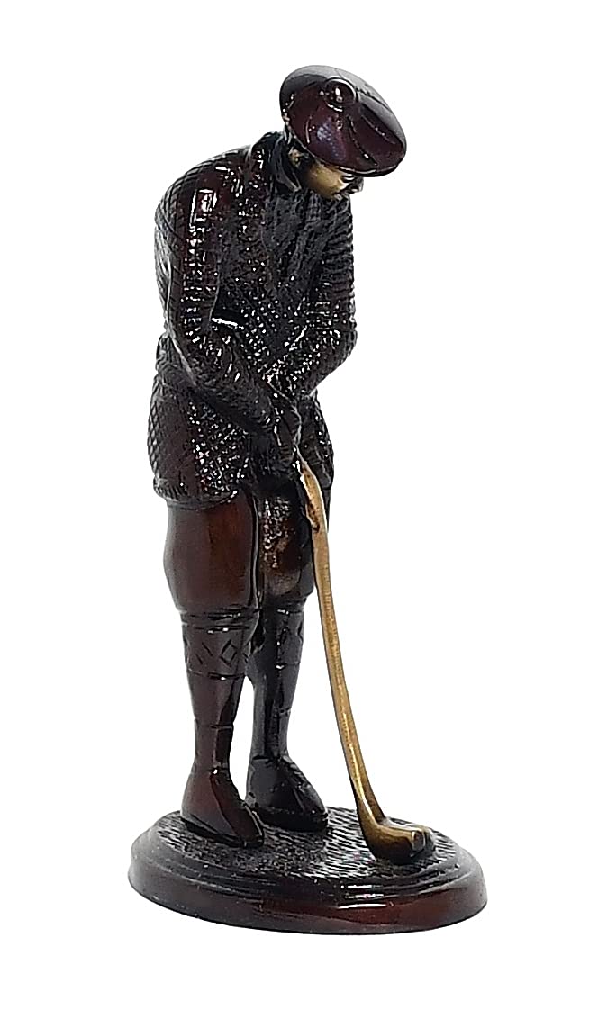 Brass Golfer Showpiece Figurine - Elegant Desk & Home Decor | Golf Enthusiast Gift | Black & Golden Finish | Standard Size, 1 Piece