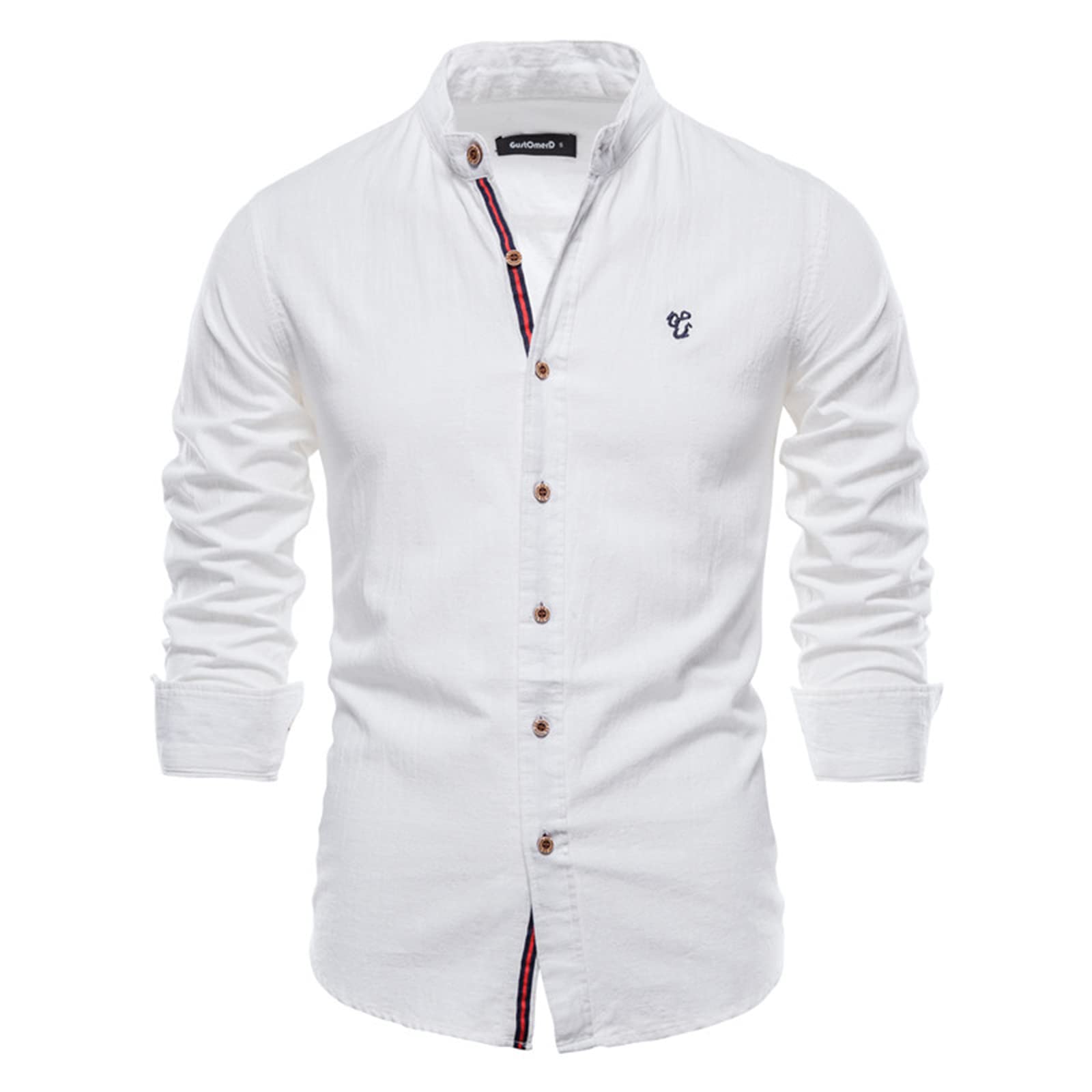 SSBZYES Camisas para Hombres Camisas Delgadas De Manga Larga Camisas De Lino De Algodón para Hombres Camisas De Manga Larga De Color Sólido Simple De Moda Camisas para Hombres