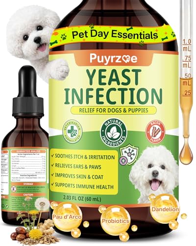 puyrzoe Natural Yeast Infection Treatment for Dogs, Itchy Ears, Skin,