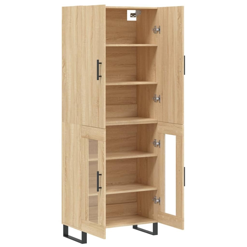 Meuble haut stable avec support mural : meuble de rangement moderne pour la décoration d'intérieur, table haute en bois avec pieds en métal, chêne sonoma pour le salon,