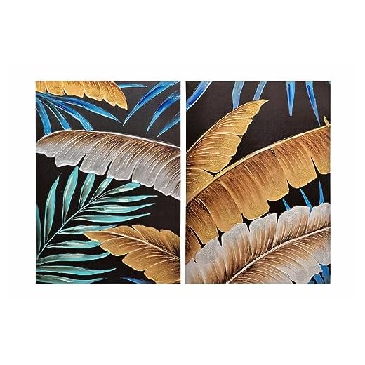 Set 2 Lienzos Hojas 40% Pintado Mano 50X3X70 Cm