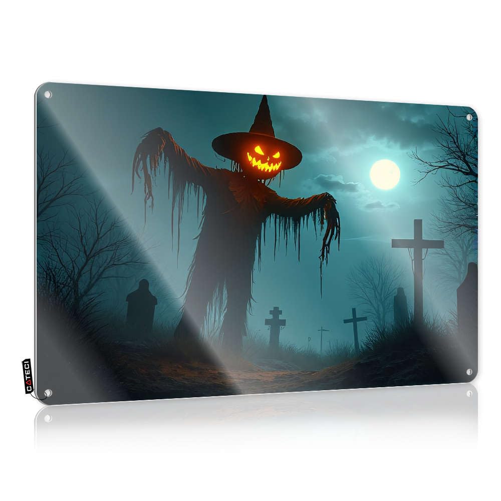 Sujd Colour A Spooky Scarecrow With A Glowing Pumpkin Face Stands Artwork Cute - Funny Wall Art Retirement Vintage Wall Art(30X40cm)
