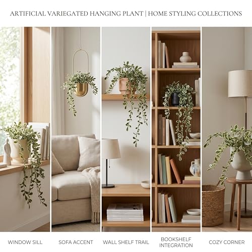 Image of Dekorly 2 Pack Artificial Plants Artificial Hanging Plants Faux Eucalyptus Leaf Greenery Fake Hanging Eucalyptus Plant (Green) (2, Cherry) (2, White and Green)