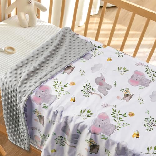Image of BORITAR Baby Blanket for Boys Girls Super Soft Double Layer Minky with Dotted Backing, Lovely Grey Elephant Animal Design Blanket for Toddler Newborn 30 x 40 Inch(75x100cm)