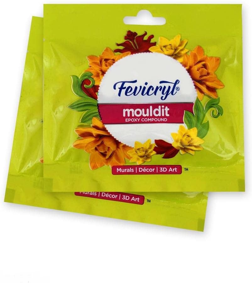 Fevicryl Mould It Clay Set for Modelling and Sculpting, Air Dry Clay for Art and Craft, Gift for Artists, Students, Children (Pack of 2) Each/1 Packet Contain 50 g of Mouldit Clay