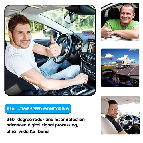 Radar Detector for Cars, Laser Radar Detectors, Voice Prompt Speed, Vehicle Speed Alarm System, Led Display, City/Highway Mode, Car 360 Degree Automatic Detection (Blue)