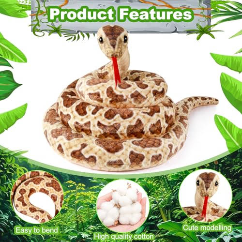 AYSYR Schlange Kuscheltier Große,Kuscheltier Schlange Emulation,Schlangen Kuscheltiere für Kinder Jungen Mädchen,Snake Prank Requisiten,Schlangen Spielzeug Halloween-Dekorationen(200 cm/78.7 in)