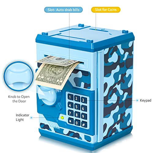 Vcertcpl WF-3001 Atm Piggy Bank For Boys Girls, Vcertcpl Mini Atm Coin Bank Money Saving Box With Password, Kids Safe Money Jar thumb #2