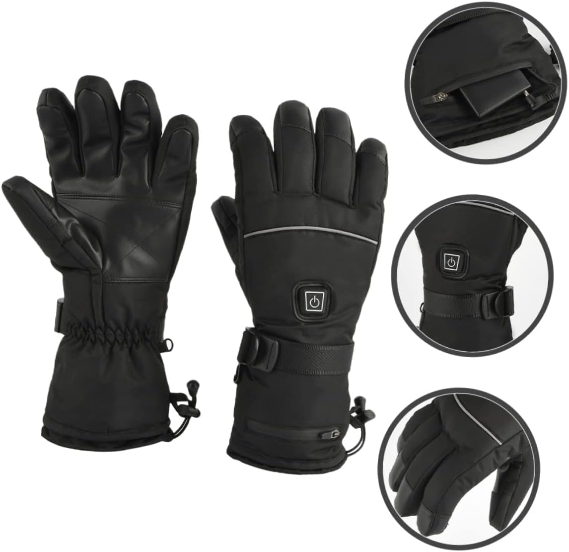 Garneck 1Pair Electric Heated Gloves for Men Women Heat Settings Touchscreen Warm Gloves for Outdoor Skiing Riding Hiking Durable PU Material