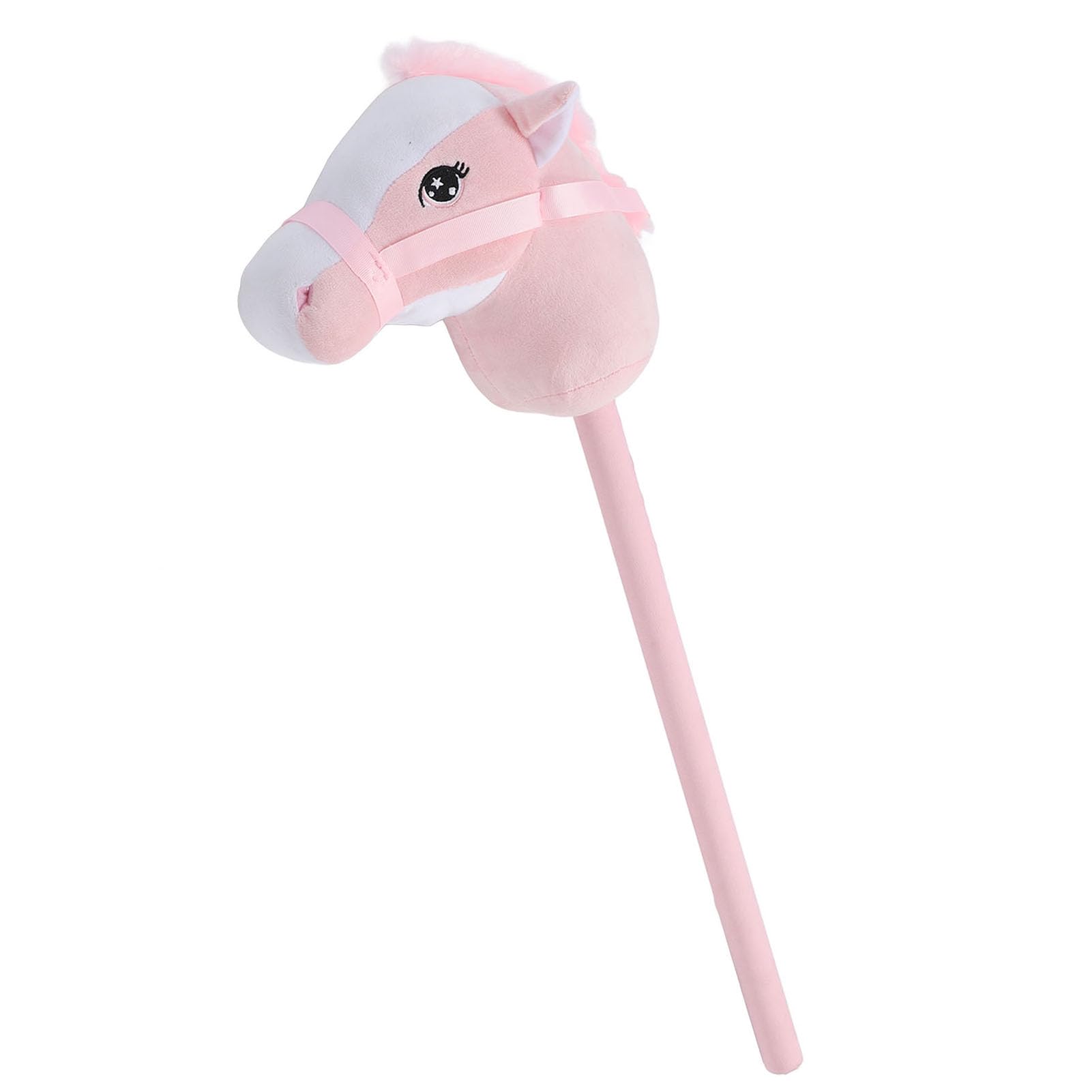 Chrees Bastón de caballo para el tiempo libre, 70 cm de felpa y PVC dibujos animados, felpa simulada, hecho a mano (rosa)