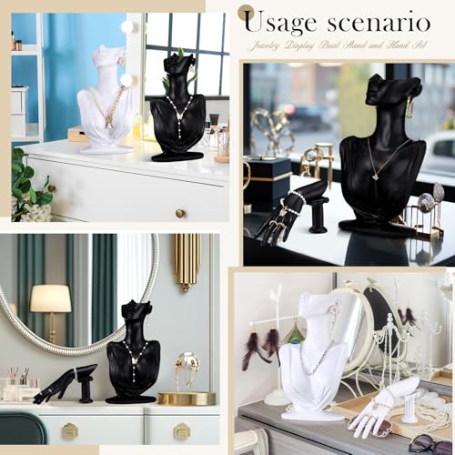 image for Yalikop 4 Pack Resin Jewelry Mannequin Display Set Necklace Earring Di