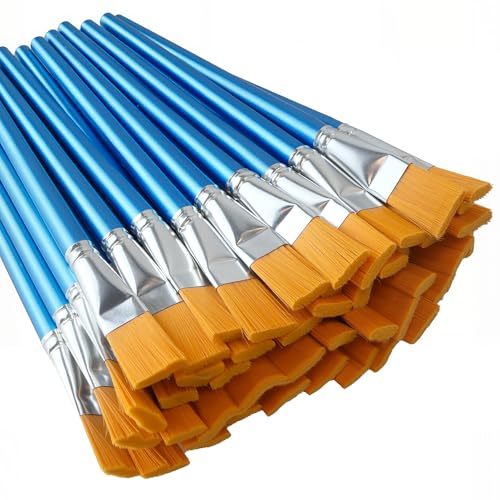 40 Pcs Flat Paint Brushes 1 Inch Craft Paint Brushes Large Acrylic Paint Brush for Watercolor Oil Painting Acrylic Big Paint Brush for Oil Paint and Body Painting Crafts Rock Painting
