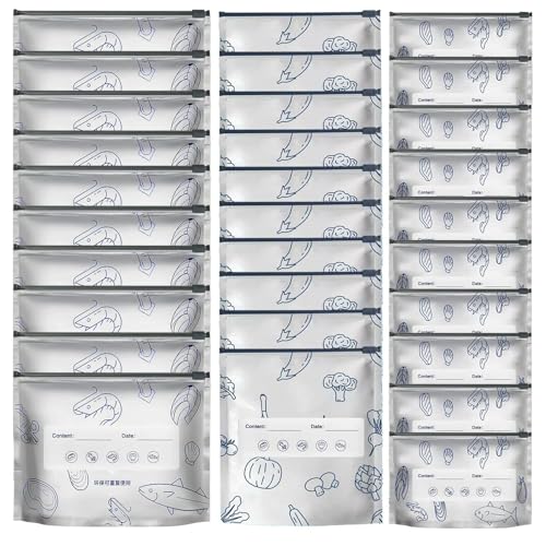Bolsas selladas al vacío – Bolsas con cremallera de aluminio, almacenamiento reutilizable en el congelador, recipientes de comida gruesos y herméticos, bolsas de alimentos verticales con diseño de