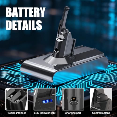 Image of Upgraded 8000mAh V8 Battery Replacement for Dyson V8 Battery | Compatible with Dyson V8 Animal Absolute Motorhead Fluffy SV10 Carbon Fiber Vacuum Cleaner, Includes 2 Filters, Non-OEM