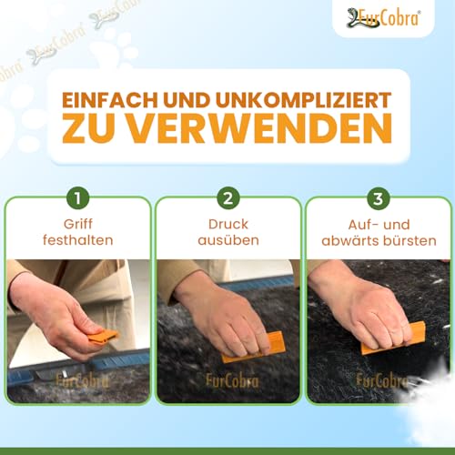 FURCOBRA Pro Tierhaarentferner Auto 4.33'' - Leichtes, kompaktes Werkzeug zur Katzen und Hundehaare Entfernen, Schaber für Bett, Couch, Teppich, Oberflächen im Haushalt - Tragbarer Pet Hair Remover